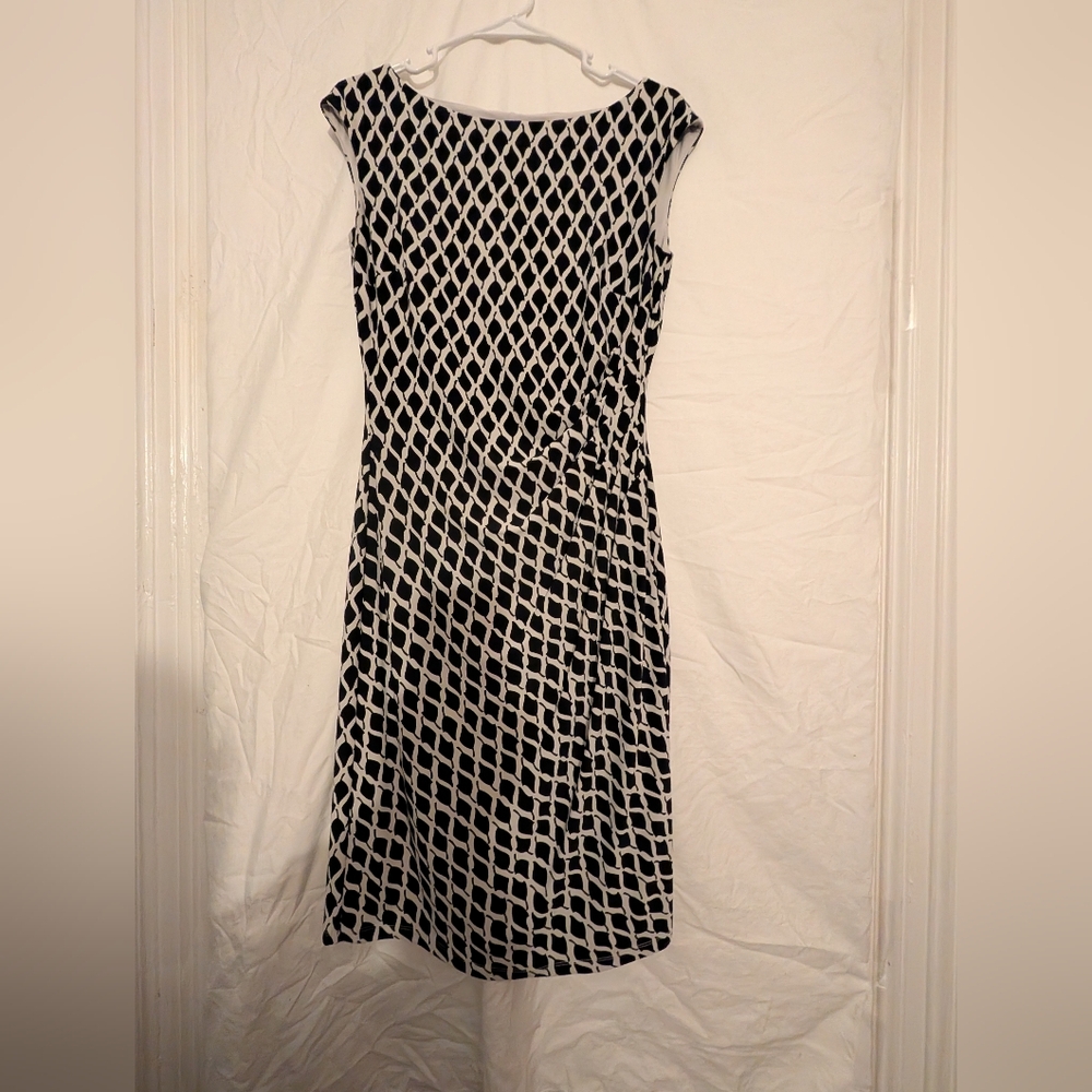 Lauren Ralph Lauren Black and White Patterned Midi Dress